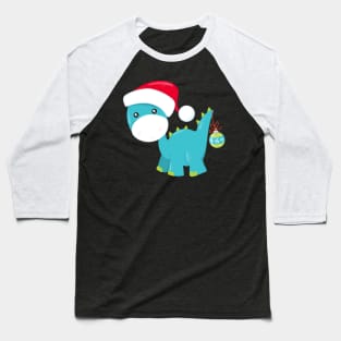 Christmas Dinosaur, Santa Hat, Dino, Brontosaurus Baseball T-Shirt